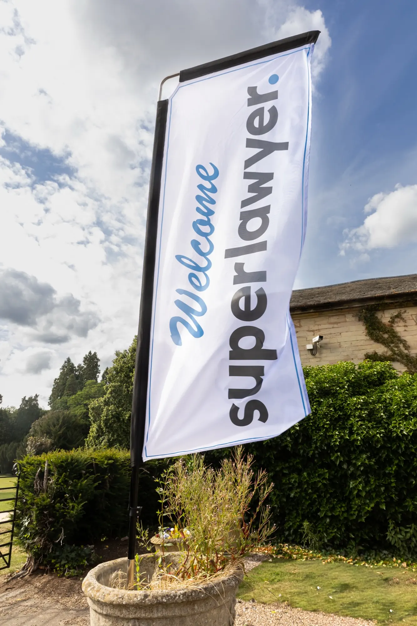 A Superlawyer welcome flag outside our offices